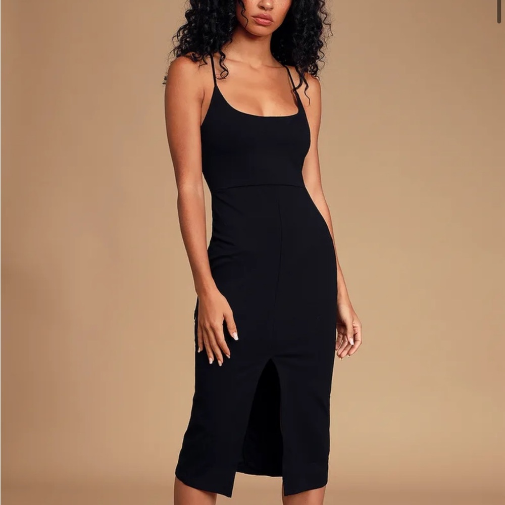 Lulus keep it classy black sleeveless bodycon midi dress